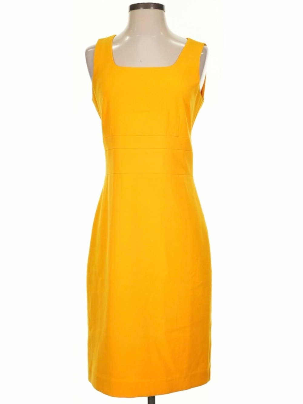 Ann Taylor Yellow Sheath Dress Size 8 Square Neck Sleeveless Work Office